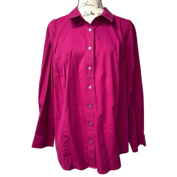 Talbots -Non-Iron Button-Down Shirt - Magenta - Size 18W - Picture 9 of 9